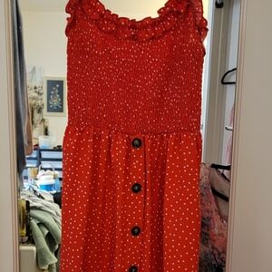 Red Polka Dot Button-Down Dress